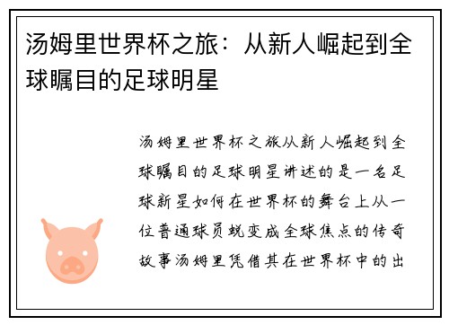 汤姆里世界杯之旅：从新人崛起到全球瞩目的足球明星